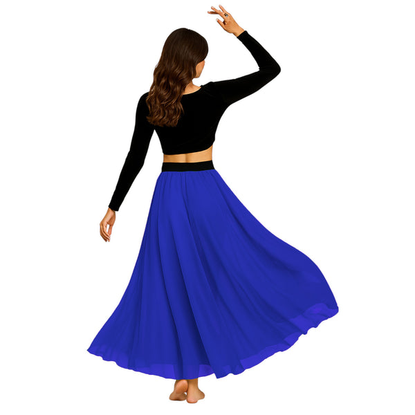 Chiffon Half Circle Belly Dance Skirt | S-5XL, 30 Colors | Flowy Maxi C32
