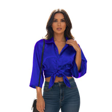 Satin Button Down Crop Top | High-Shine Shirt S-3XL | 41 Colors S116