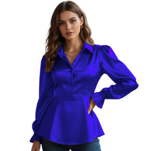 Satin Victorian Button-Down Shirt | Long Sleeve Blouse S-3XL S86