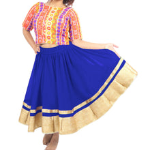 Chiffon Bollywood Dance Skirt | Gold Lace Border | S-5XL, 30 Colors C37