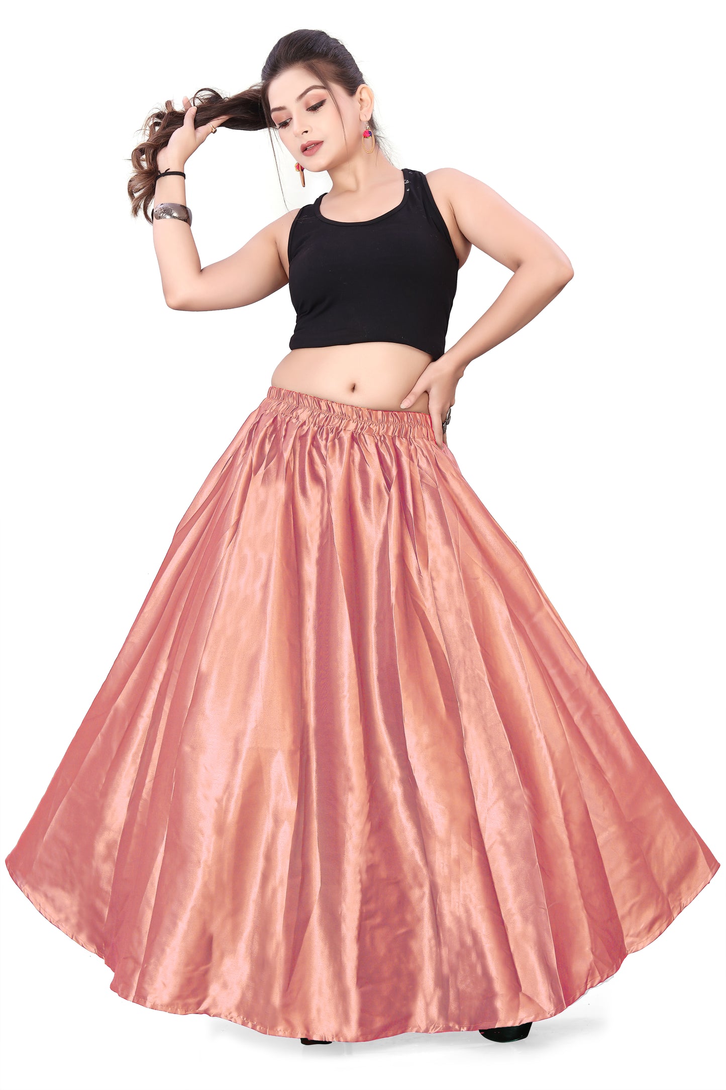 Satin Belly Dance Half Circle Skirt S9-Regular Size 3