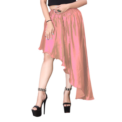 Satin Asymmetrical High low Skirt Skirt  S6-Regular Size 3