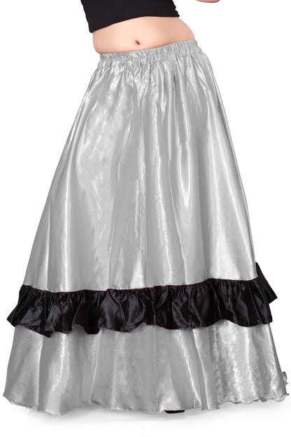 Belly Dance Satin Full Circle Skirt With Frill S33-Regular Size 3