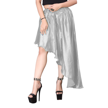 Satin Asymmetrical High low Skirt Skirt  S6-Regular Size 3