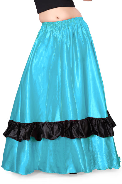 Belly Dance Satin Full Circle Skirt With Frill S33-Regular Size 3