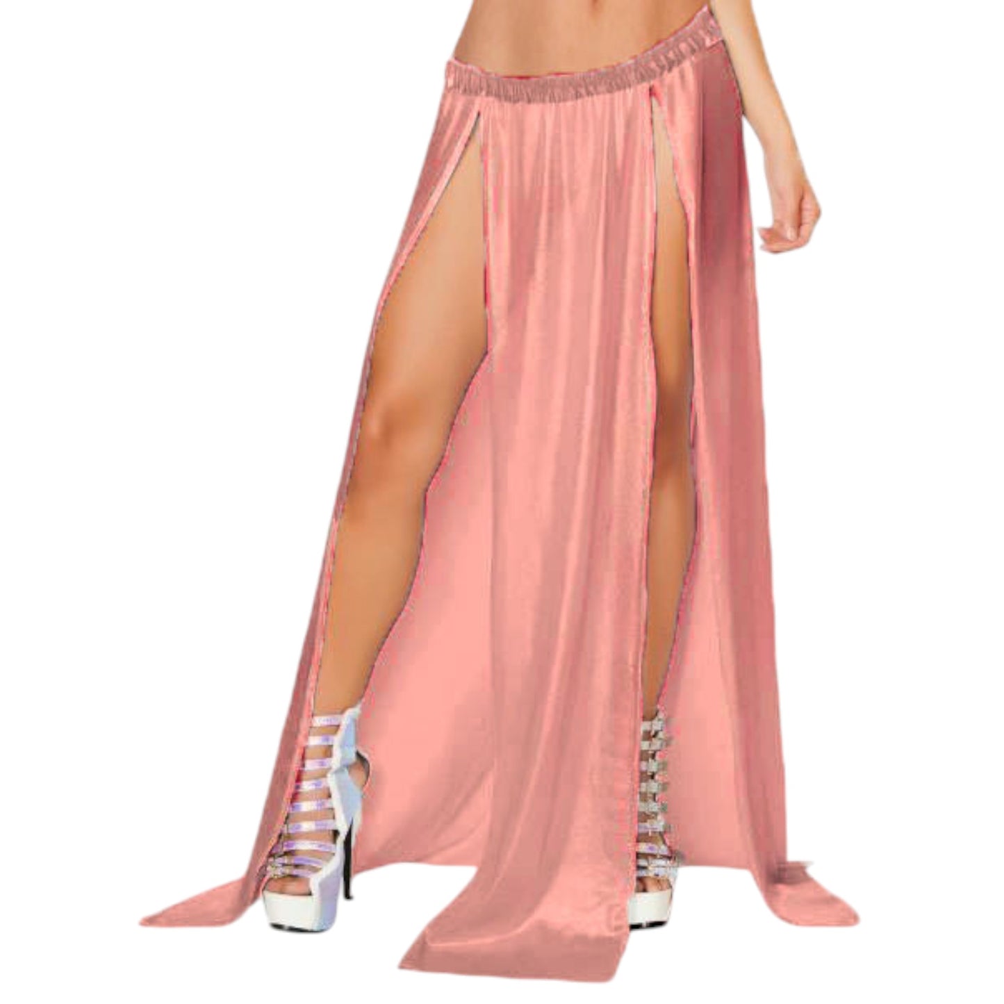 Belly Dance Satin Both side slit  cut Skirt S96 - Regular Size 3