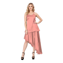 Brownish Gray Satin High-Low Costume, neutral chic set.