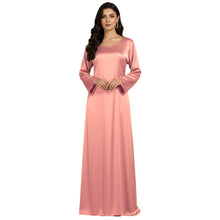 Satin Long Sleeve Modest Gown | Full Length Hijab Dress S-3XL | 41 Colors S121