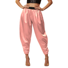 Satin Tapered Party Pants • Plus Size Elastic Waist Trousers • Women's Elegant Night Out Bottoms  S145