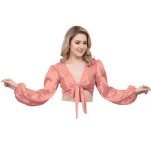 Ivory Satin Belly Dance Choli, classic elegant ruffle top.