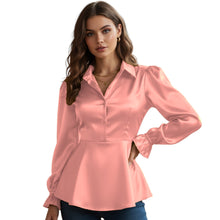 Satin Victorian Button-Down Shirt | Long Sleeve Blouse S-3XL S86