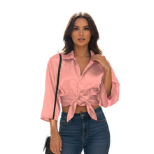 Satin Button Down Crop Top | High-Shine Shirt S-3XL | 41 Colors S116