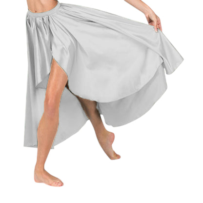 Satin High Low Asymmetrical Skirt  Ballet Dance Skirt S73-Regular Size 3