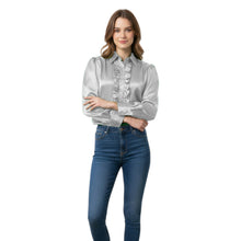 Light Coral Satin Vintage Style Shirt, soft retro top.