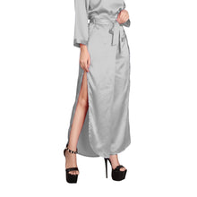 Ivory Satin Palazzo Pants, classic elegant wide leg.