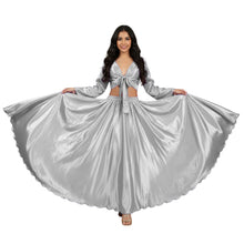 Ivory Satin Skirt Set, classic elegant long sleeve dance costume.