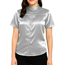 Satin Short Sleeve Button Down Shirt | Chic Blouse S-3XL | 41 Colors S85