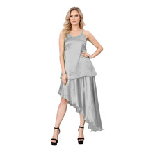 Ivory Satin Dance Set, classic elegant high-low costume.