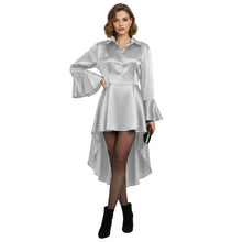 Satin Victorian Long Shirt Dress | Button Down Tunic S-3XL | 41 Colors S113