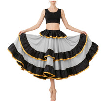 Satin Full Circle Skirt Black Frill | 360° Dance Flow S-3XL S75