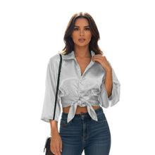 Satin Button Down Crop Top | High-Shine Shirt S-3XL | 41 Colors S116