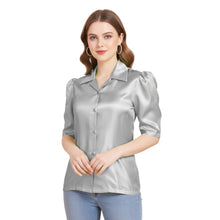 Satin Puff Sleeve Button Down Shirt | Elegant Top S-3XL | 41 Colors S80