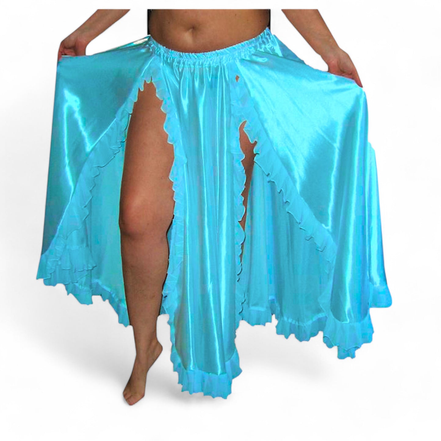 Women Belly Dance Satin 2 Side slite  Skirt S102- Regular Size 3