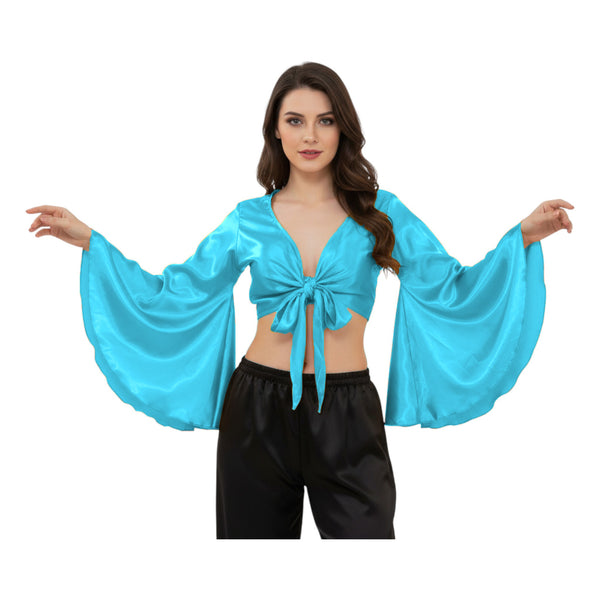 Satin Belly Dance Top | Self-Tie Choli Haut S-3XL | 41 Colors S29
