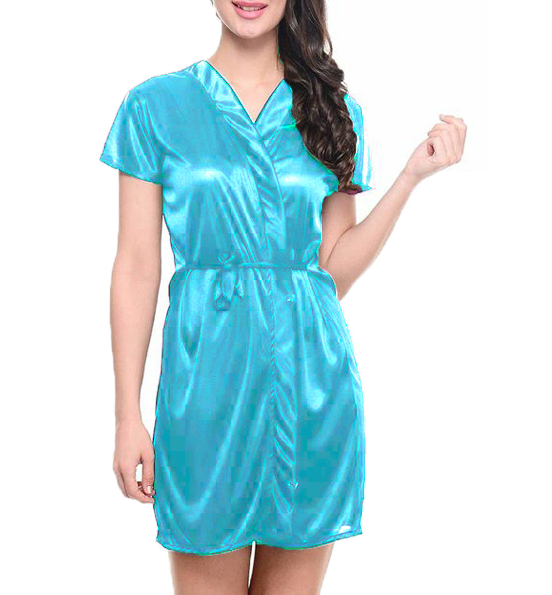 Satin Night wear Bathrobe S108 - Regular Size 3