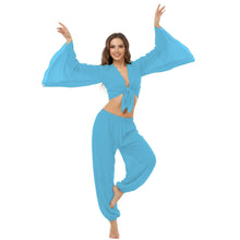 Ultimate Chiffon Belly Dance Costume Set (S-5XL) - 2PC Harem Pant & Ruffle Top | 30 Colors C29