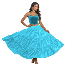 Satin 8 Yard 3 Tier Belly Dance Skirt | Full Volume Flow S-5XL S3