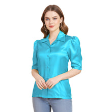 Satin Puff Sleeve Button Down Shirt | Elegant Top S-3XL | 41 Colors S80