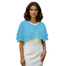 Double Layer Chiffon Peplum Shrug | Solid Color Elegant Evening Bolero | Women's Dressy Cardigan Cover-Up Top C40