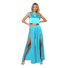 Front Cut Palazzo & Top Set for Women – Wide Leg Slit Pants Co-Ord Outfit, 41 Colors, S–5XL S147
