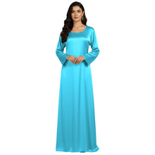 Satin Long Sleeve Modest Gown | Full Length Hijab Dress S-3XL | 41 Colors S121