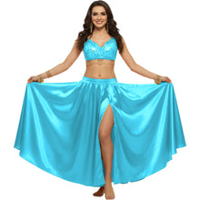 Satin Half Circle Dance Skirt | Side Slit Flow S-3XL | 41 Colors S15