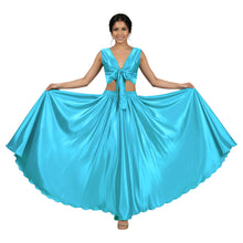 Light Coral Satin Belly Dance Costume, soft ruffle set.