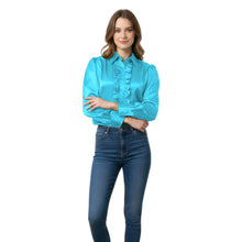 Violet Red Satin Vintage Blouse, striking elegant shirt.