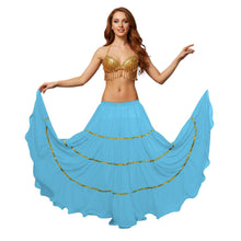 16 Yard 4-Tier Belly Dance Skirt with Gold Trim | Tribal Fusion Gypsy C5