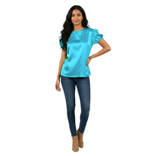 Satin Round Neck Short Sleeve Top | Chic Blouse S-3XL | 41 Colors S89