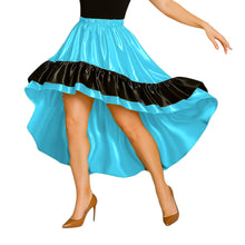 Satin Asymmetrical Dance Skirt Frill | High-Low Flow S-3XL S48