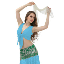 Chiffon Belly Dance Ruffle Top | Sleeveless Self-Tie S-5XL | 30 Colors C68
