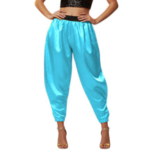 Satin Tapered Party Pants • Plus Size Elastic Waist Trousers • Women's Elegant Night Out Bottoms  S145