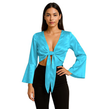 Violet Red Satin Belly Dance Choli, striking ruffle top.