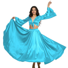 Satin Belly Dance Full Circle Skirt & Ruffle Top Set S-3XL | 41 Colors S76