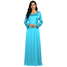 Satin Long Sleeve Modest Gown | Full Length Hijab Dress S-3XL | 41 Colors S121