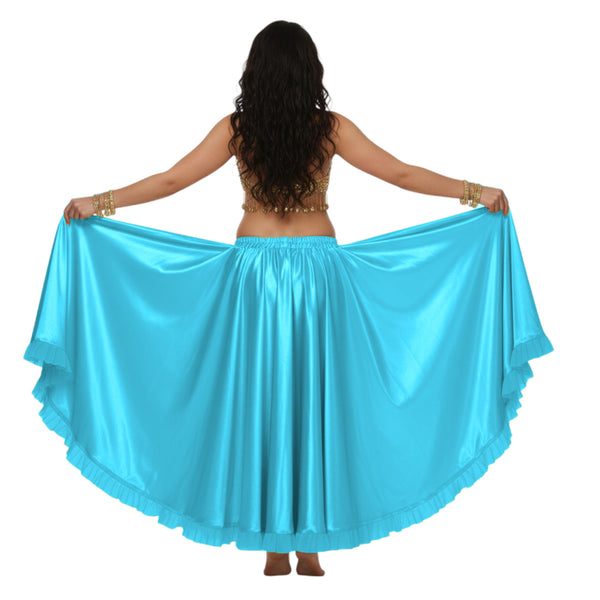 Satin Full Circle Skirt w/ Slit | 360° Dance Flow S-3XL | 41 Colors S102