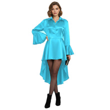 Satin Victorian Long Shirt Dress | Button Down Tunic S-3XL | 41 Colors S113