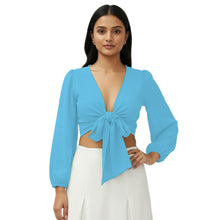 Chiffon Belly Dance Ruffle Top | Elastic Sleeve Self-Tie S-5XL C67
