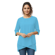 Chiffon Fancy Round Neck Top | Dressy Blouse S-5XL | 30 Colors C58